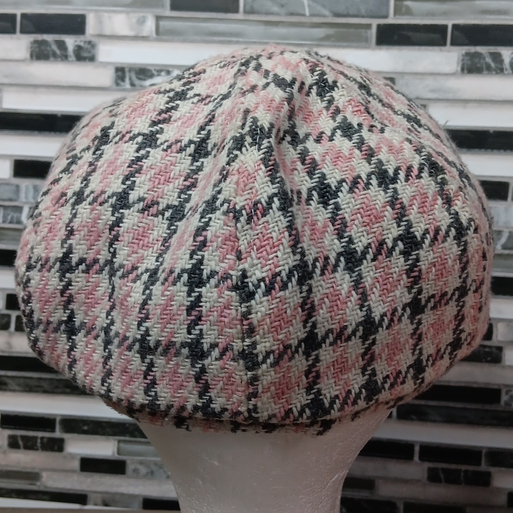 Stylish Hats Wool Paperboy Caps Pink Grey Cap Burgundy Velvet & Rose Satin 3pc - Picture 4 of 13